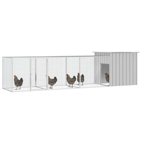 Small Animal Cages & Hutches Chicken Cage Grey 400X91x100 Cm Galvanised Steel