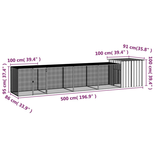 Small Animal Cages & Hutches Chicken Cage Grey 500X91x100 Cm Galvanised Steel