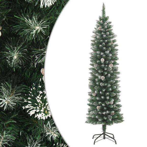 Seasonal Decorations Artificial Slim Christmas Tree With Stand 210 Cm Pvc