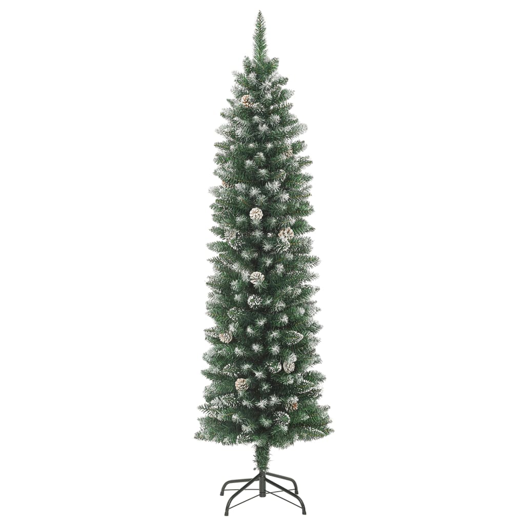 Seasonal Decorations Artificial Slim Christmas Tree With Stand 210 Cm Pvc