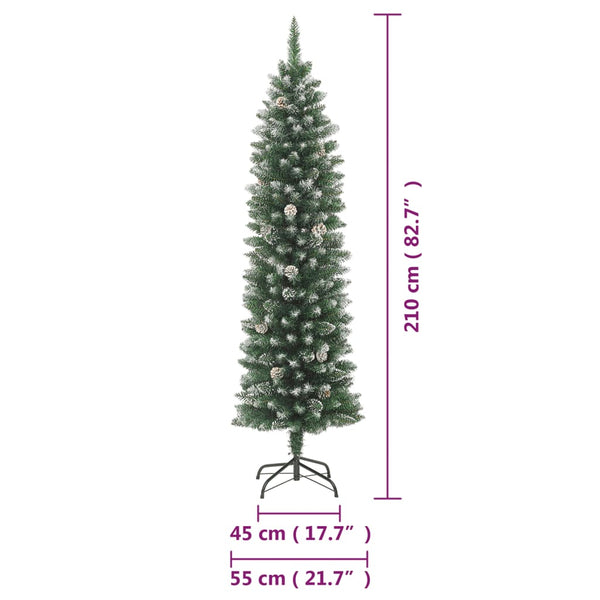 Seasonal Decorations Artificial Slim Christmas Tree With Stand 210 Cm Pvc