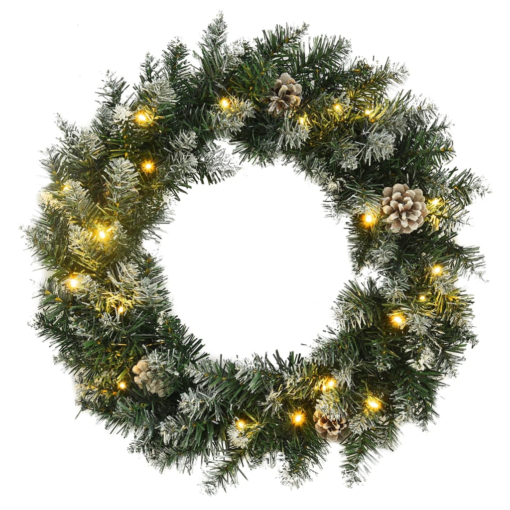 Seasonal Decorations Christmas Wreath With Led Lights Green 45 Cm Pvc