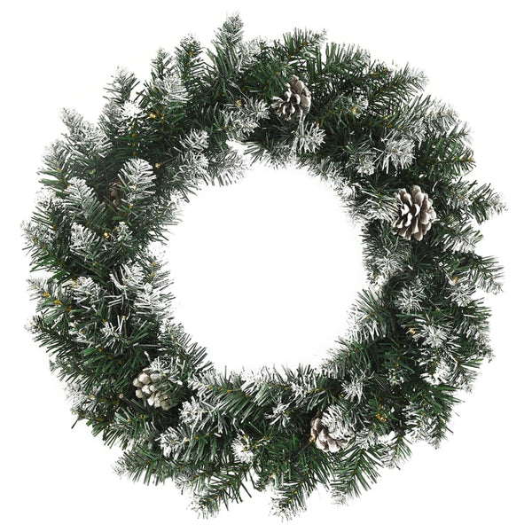 Seasonal Decorations Christmas Wreath With Led Lights Green 45 Cm Pvc