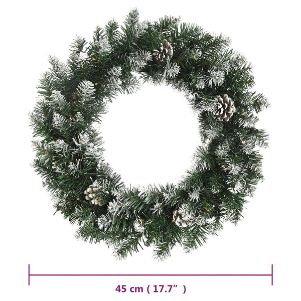 Seasonal Decorations Christmas Wreath With Led Lights Green 45 Cm Pvc