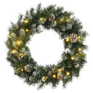 Seasonal Decorations Christmas Wreath With Led Lights Green 60 Cm Pvc