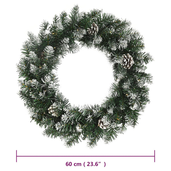 Seasonal Decorations Christmas Wreath With Led Lights Green 60 Cm Pvc