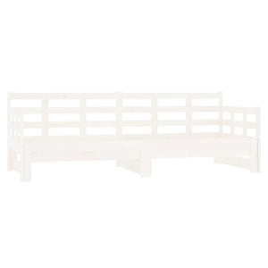 Single Bed Frames Pull Out Day Bed White Solid Wood Pine 2X(92X187) Cm Single Size