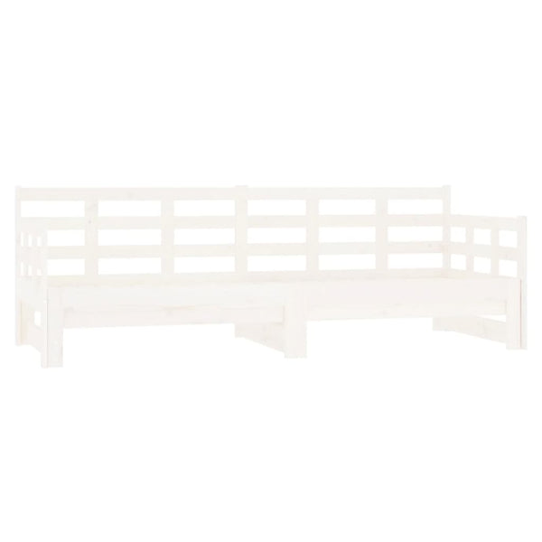 Single Bed Frames Pull Out Day Bed White Solid Wood Pine 2X(92X187) Cm Single Size