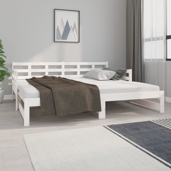 Single Bed Frames Pull Out Day Bed White Solid Wood Pine 2X(92X187) Cm Single Size