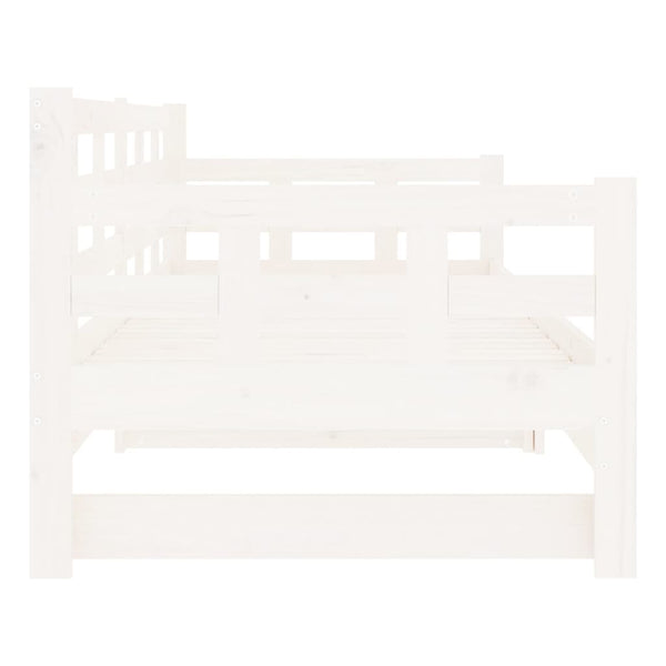 Single Bed Frames Pull Out Day Bed White Solid Wood Pine 2X(92X187) Cm Single Size