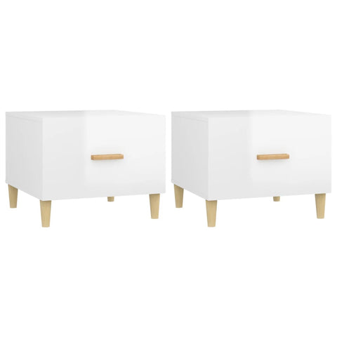 Coffee Tables 2 Pcs High Gloss White 50X50x40 Cm Engineered Wood