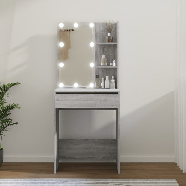 Dressing Tables Dressing Table With Led Grey Sonoma 60X40x140 Cm