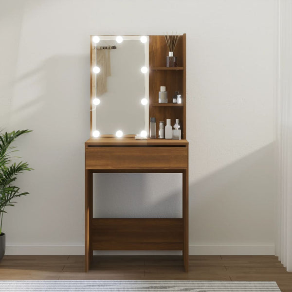 Dressing Tables Dressing Table With Led Brown Oak 60X40x140 Cm