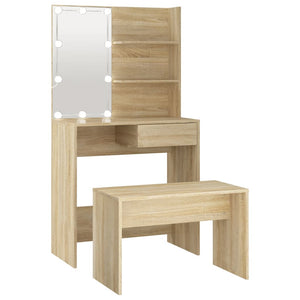 Dressing Tables Dressing Table Set With Led Sonoma Oak Engineered Wood