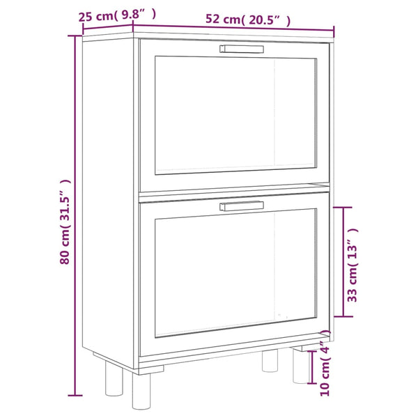 Shoe Cabinets Shoe Cabinet Black 52X25x80 Cm Engineered Wood And Natural Rattan