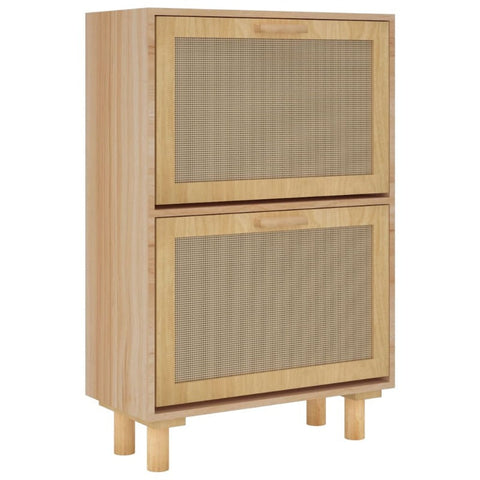 Shoe Cabinets Shoe Cabinet Brown 52X25x80 Cm Engineered Wood And Natural Rattan