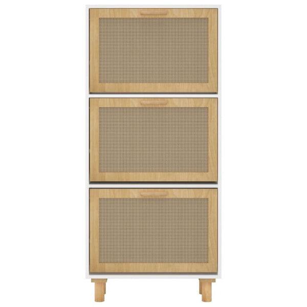 Shoe Cabinets Shoe Cabinet White 52X25x115 Cm Engineered Wood And Natural Rattan