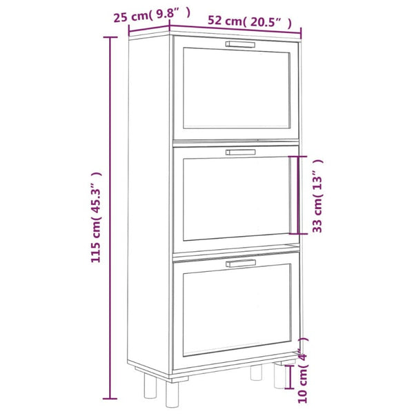 Shoe Cabinets Shoe Cabinet White 52X25x115 Cm Engineered Wood And Natural Rattan