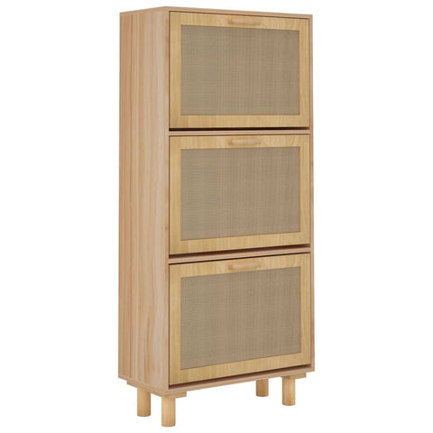 Shoe Cabinets Shoe Cabinet Brown 52X25x115 Cm Engineered Wood And Natural Rattan