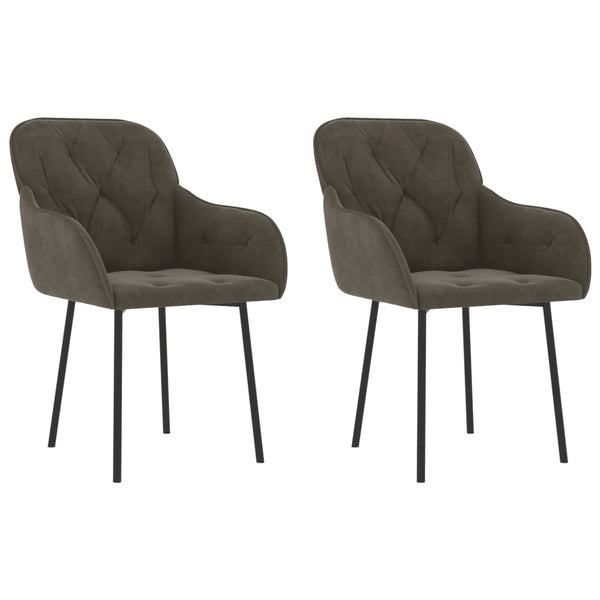 Dining Chairs 2 Pcs Dark Grey Velvet