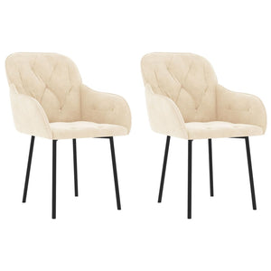 Dining Chairs 2 Pcs Cream Velvet