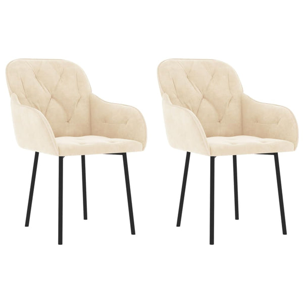 Dining Chairs 2 Pcs Cream Velvet