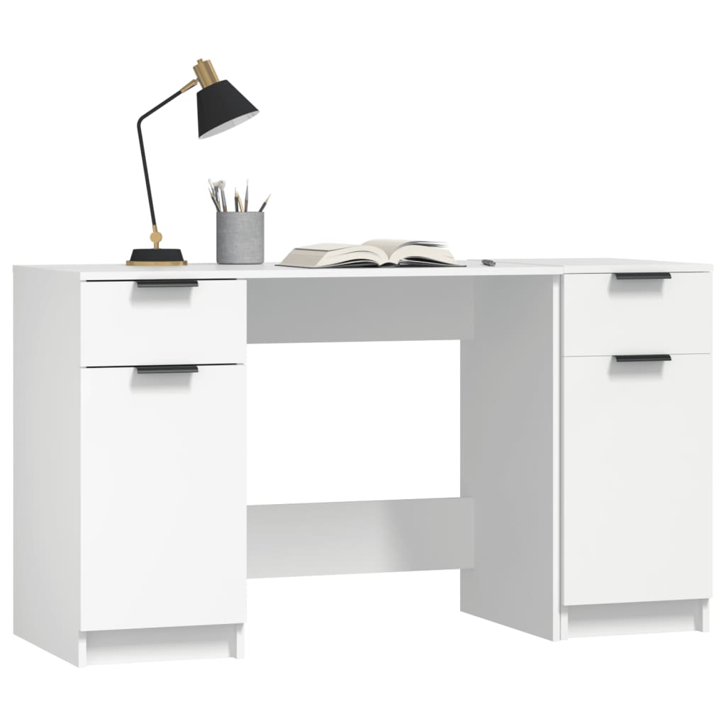 Home Office Desks Desk With Side Cabinet White Engineered Wood