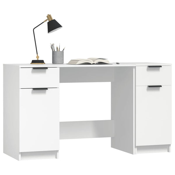 Home Office Desks Desk With Side Cabinet White Engineered Wood