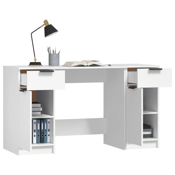 Home Office Desks Desk With Side Cabinet White Engineered Wood