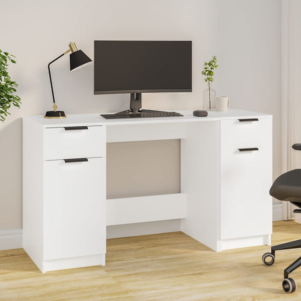 Home Office Desks Desk With Side Cabinet White Engineered Wood