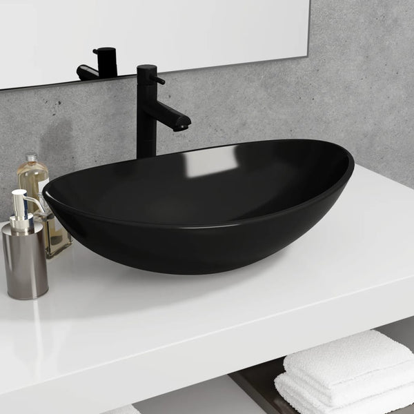 Bathroom Sinks Basin Tempered Glass 54.5X35x15.5 Cm Black