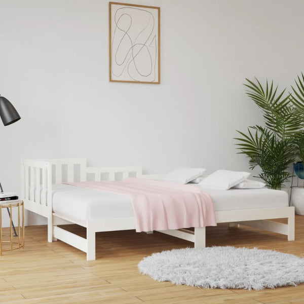 Sofa Beds Pull Out Day Bed White 2X(92X187) Cm Single Size Solid Wood Pine