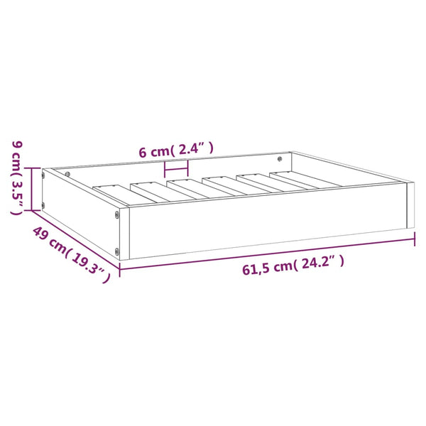 Pet Beds Dog Bed 61.5X49x9 Cm Solid Wood Pine