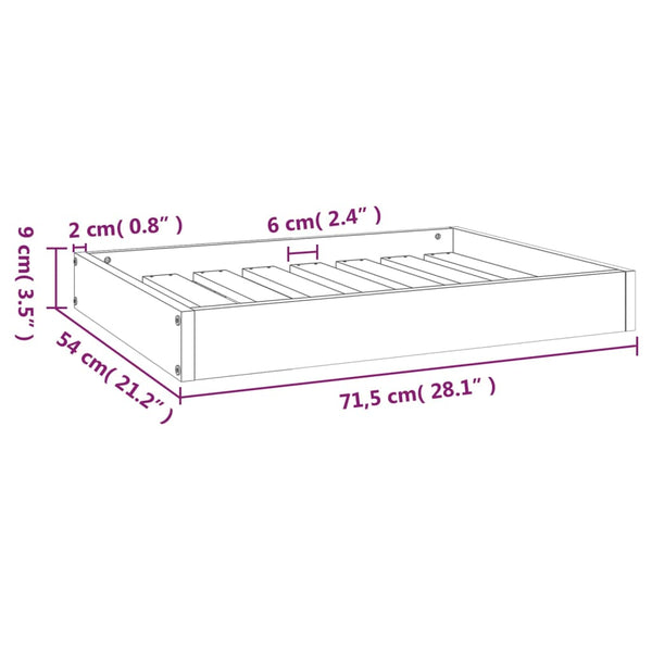 Pet Beds Dog Bed White 71.5X54x9 Cm Solid Wood Pine