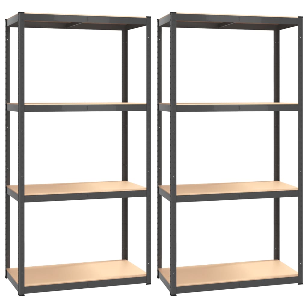 Bookshelves 4 Layer Shelves 2 Pcs Anthracite Steel And Engineered Wood