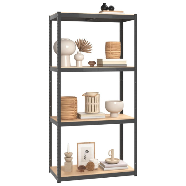 Bookshelves 4 Layer Shelves 2 Pcs Anthracite Steel And Engineered Wood