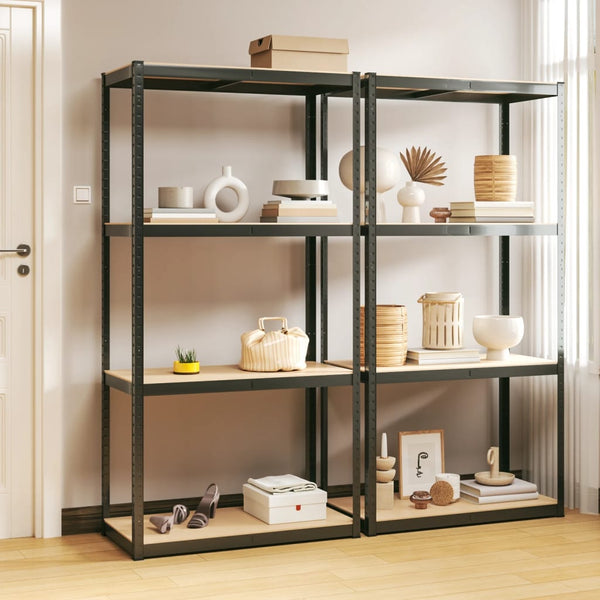 Bookshelves 4 Layer Shelves 2 Pcs Anthracite Steel And Engineered Wood