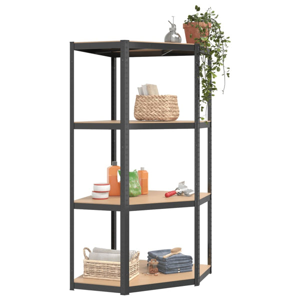 Bookshelves 4 Layer Corner Shelf Anthracite Steel And Engineered Wood