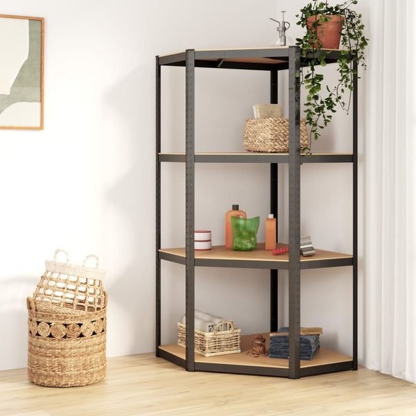 Bookshelves 4 Layer Corner Shelf Anthracite Steel And Engineered Wood