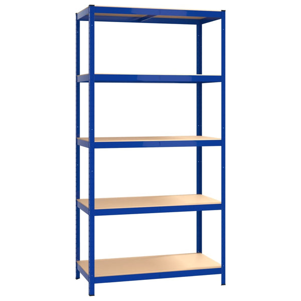 Bookshelves 5 Layer Shelves 2 Pcs Blue Steel And Engineered Wood