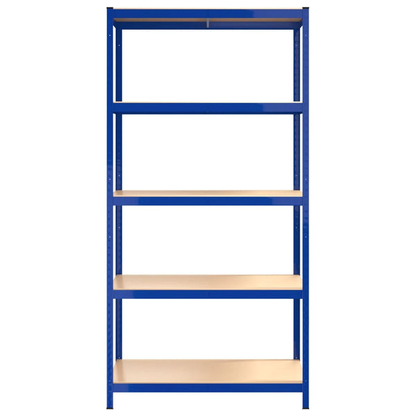 Bookshelves 5 Layer Shelves 2 Pcs Blue Steel And Engineered Wood