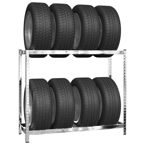 Tool Shelving & Racking Systems 2 Layer Tire Rack Silver 110X40x110 Cm Steel