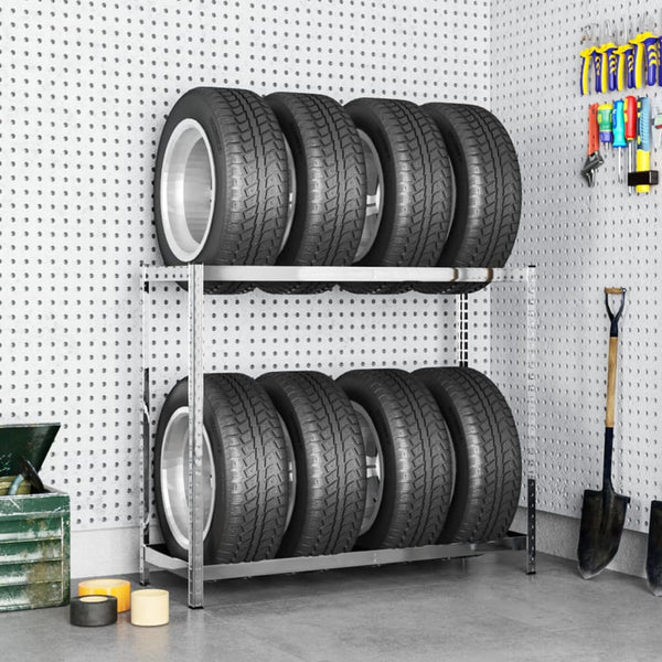 Tool Shelving & Racking Systems 2 Layer Tire Rack Silver 110X40x110 Cm Steel