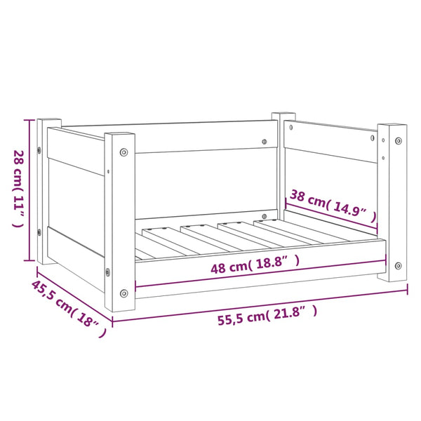 Pet Beds Dog Bed White 55.5X45.5X28 Cm Solid Pine Wood