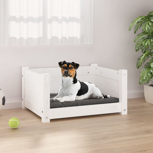 Pet Beds Dog Bed White 55.5X45.5X28 Cm Solid Pine Wood