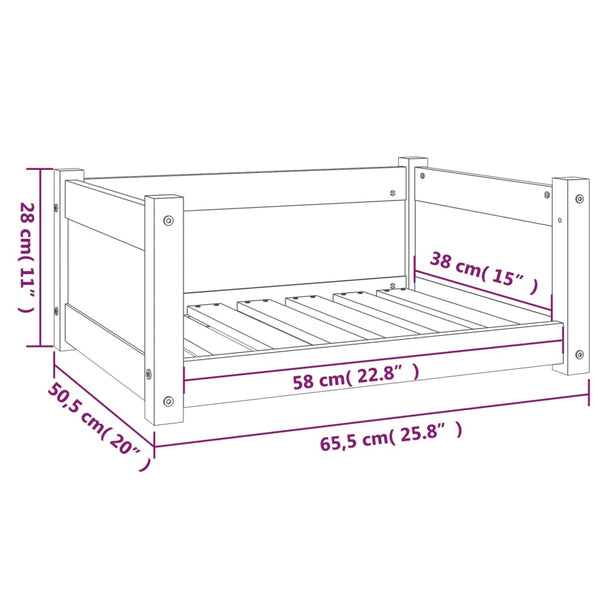 Pet Beds Dog Bed 65.5X50.5X28 Cm Solid Pine Wood