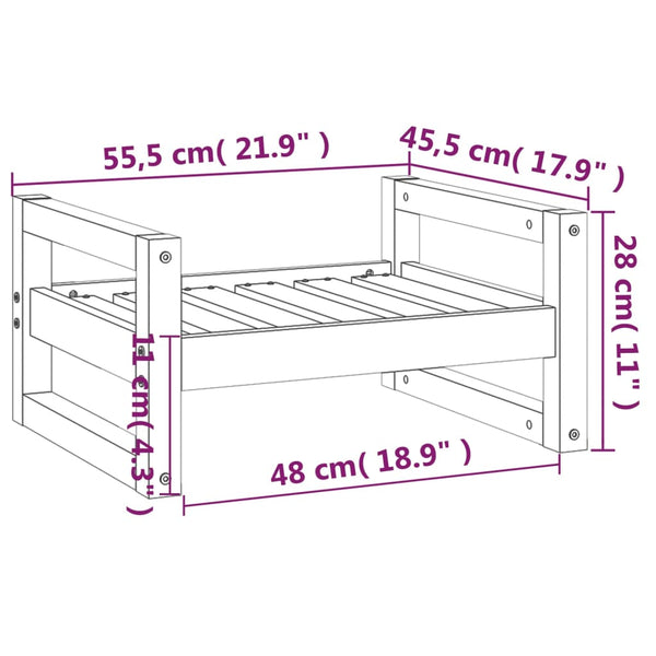 Pet Beds Dog Bed 55.5X45.5X28 Cm Solid Pine Wood