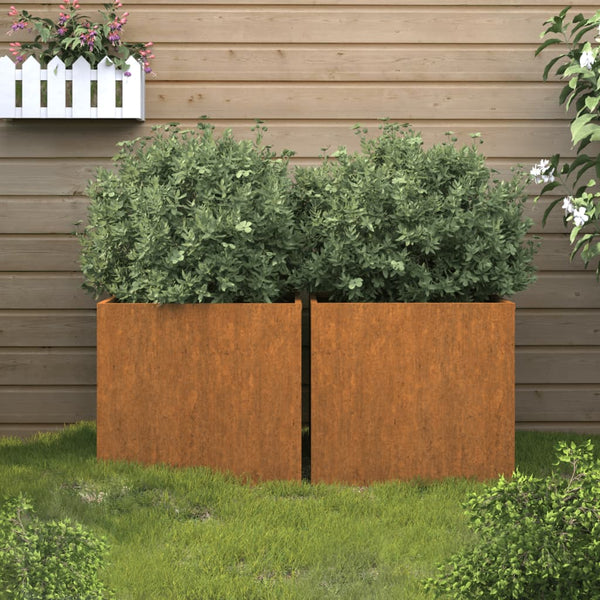 Raised Garden Beds Planters 2 Pcs 42X40x39 Cm Corten Steel