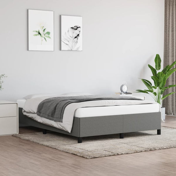 Double Bed Frames Bed Frame Dark Grey 137X187 Cm Double Size Fabric