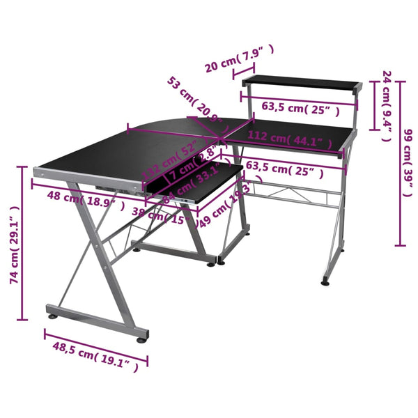 Corner Computer Desk 132X112x99 Cm Engineered Wood